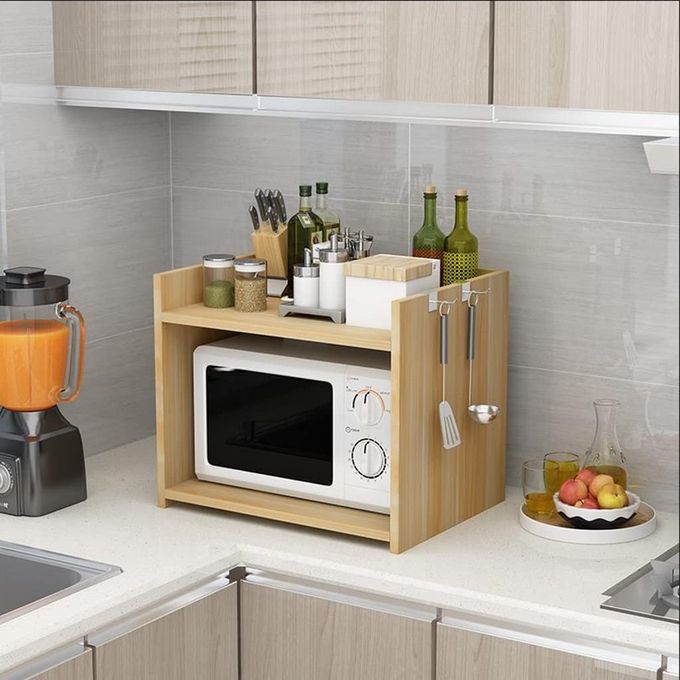 Meuble Support à 2 niveaux pour micro-onde + étagère de rangement