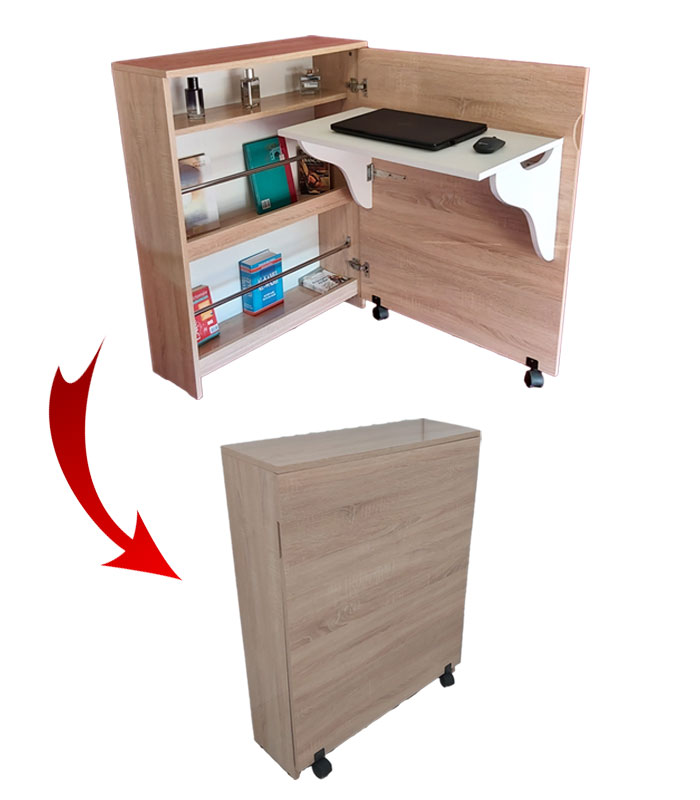 Bureau Pliable  Économiseur D’espace 2 En 1 (Bureau + Armoire)