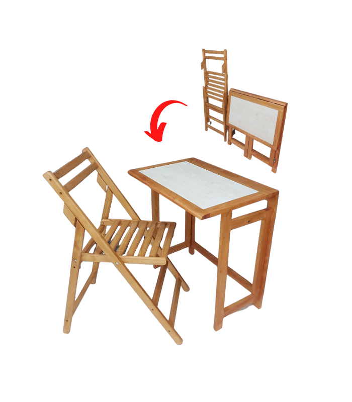 Bureau Avec Chaise Pliante Bois Naturel